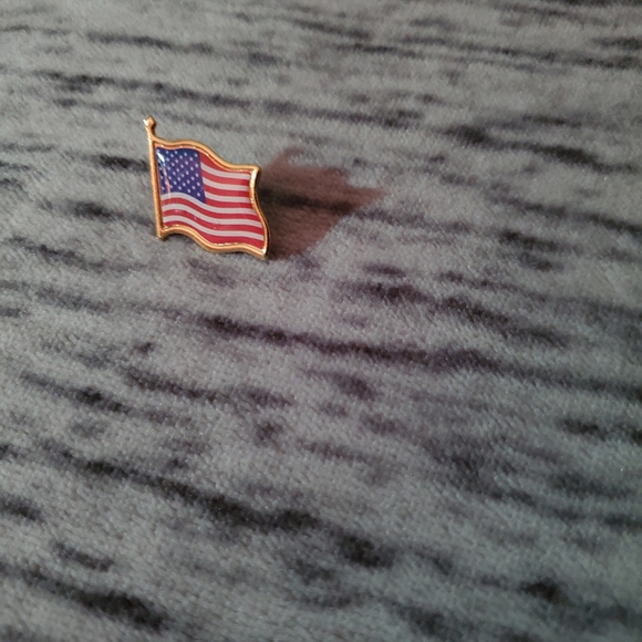 Brass & Enamel Wavy American Flag Lapel Pin - Picture 4 of 6